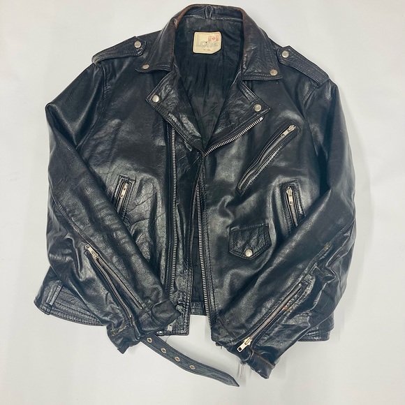 Large-Men’s Lone distressed leather motorcycle jacket - Picture 1 of 10